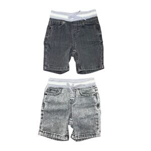 Wonder Nation Toddler Boys Size 3T Gray & Black Denim Pull On Shorts 2-Pack